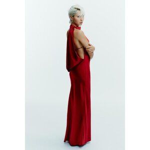ZARA LONG SATIN HALTER DRESS